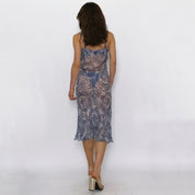 sheer paisley silk slip dress - small