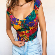 Funky Vintage Beaded Crop Top