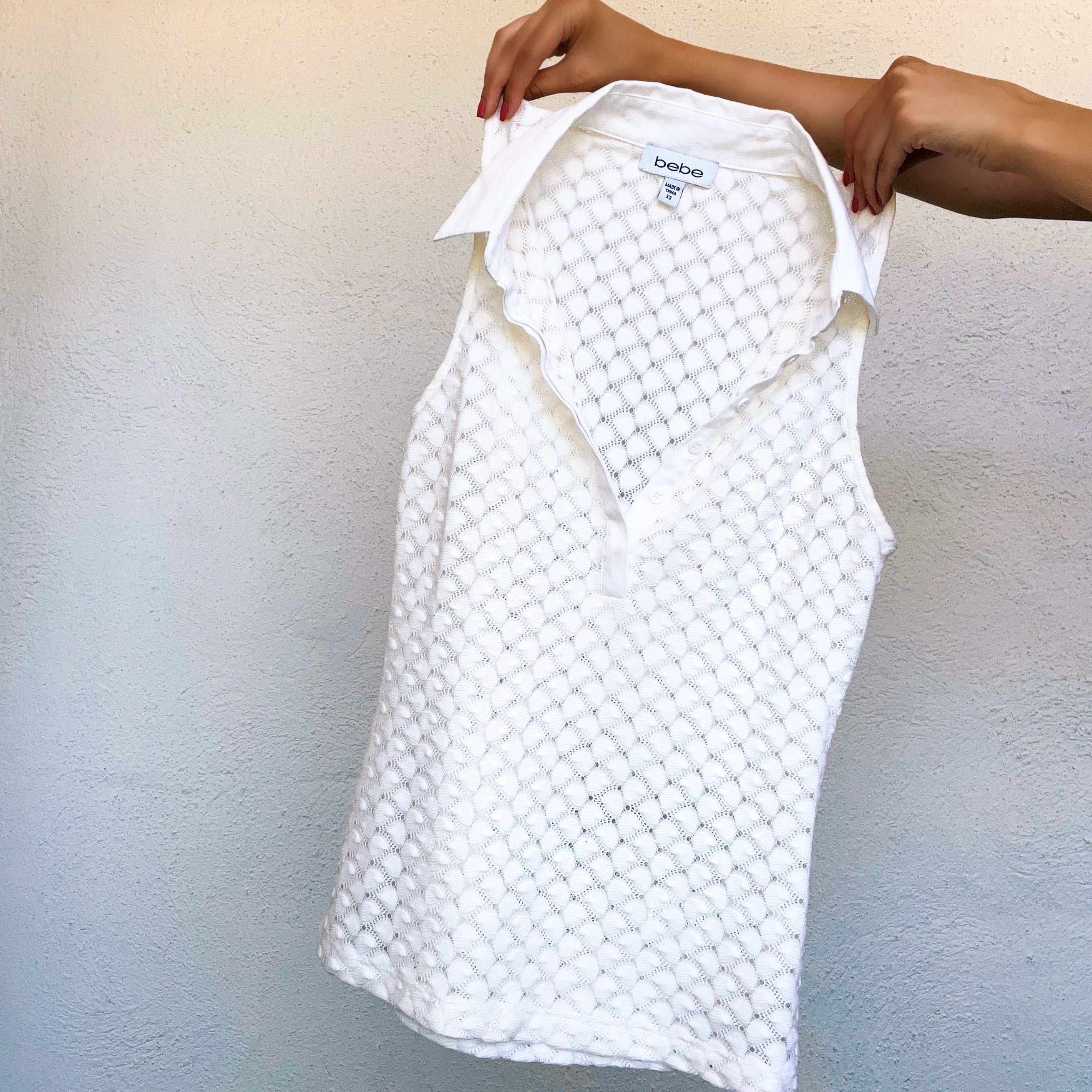 Sheer White Bebe Top