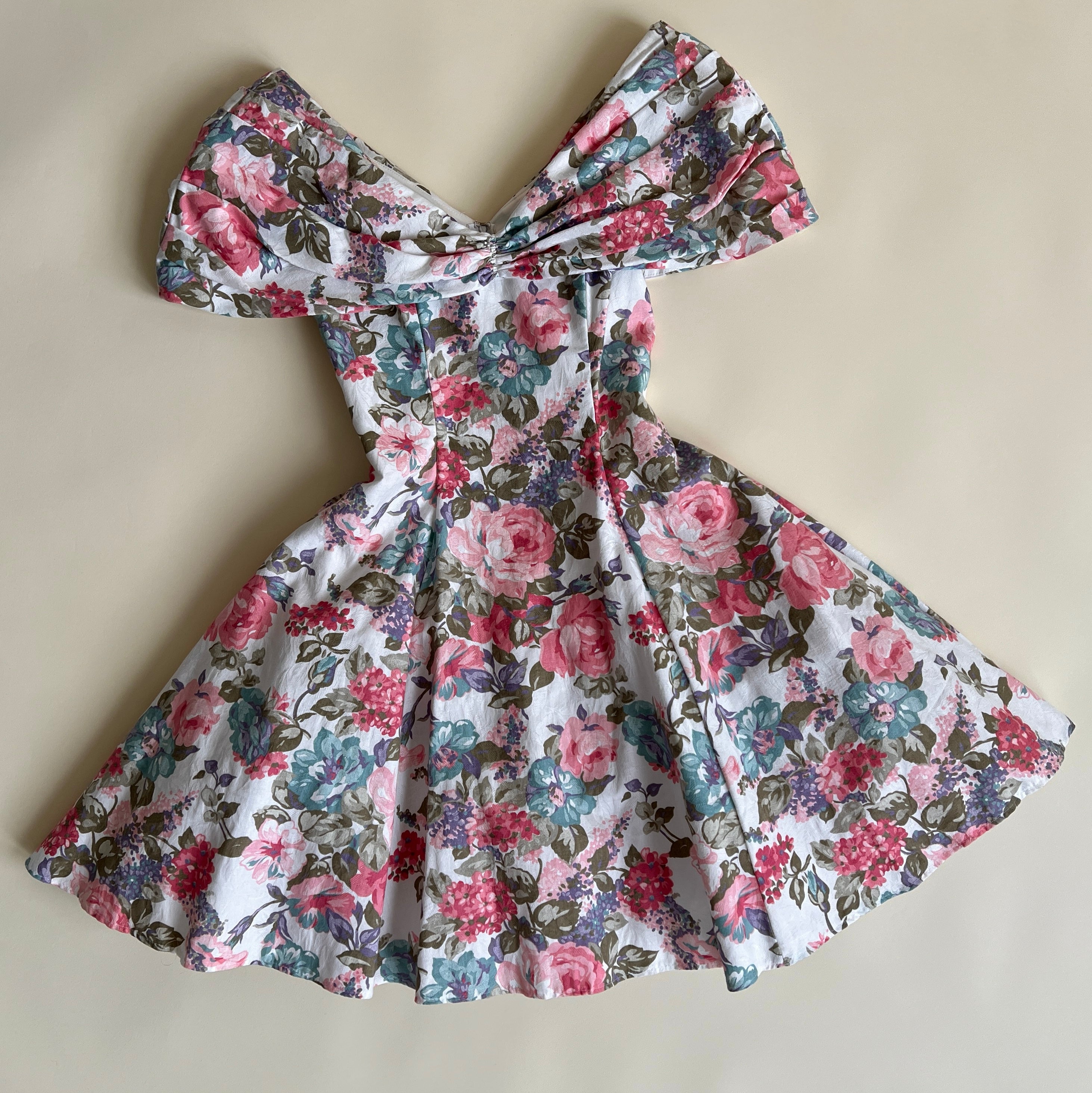 80s pastel floral mini dress (M)