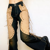 Funky Lace Up Western Jeans