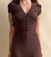 00s espresso brown drop waist maxi dress (S/M)