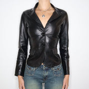 Italian Black Leather Blazer (Small)