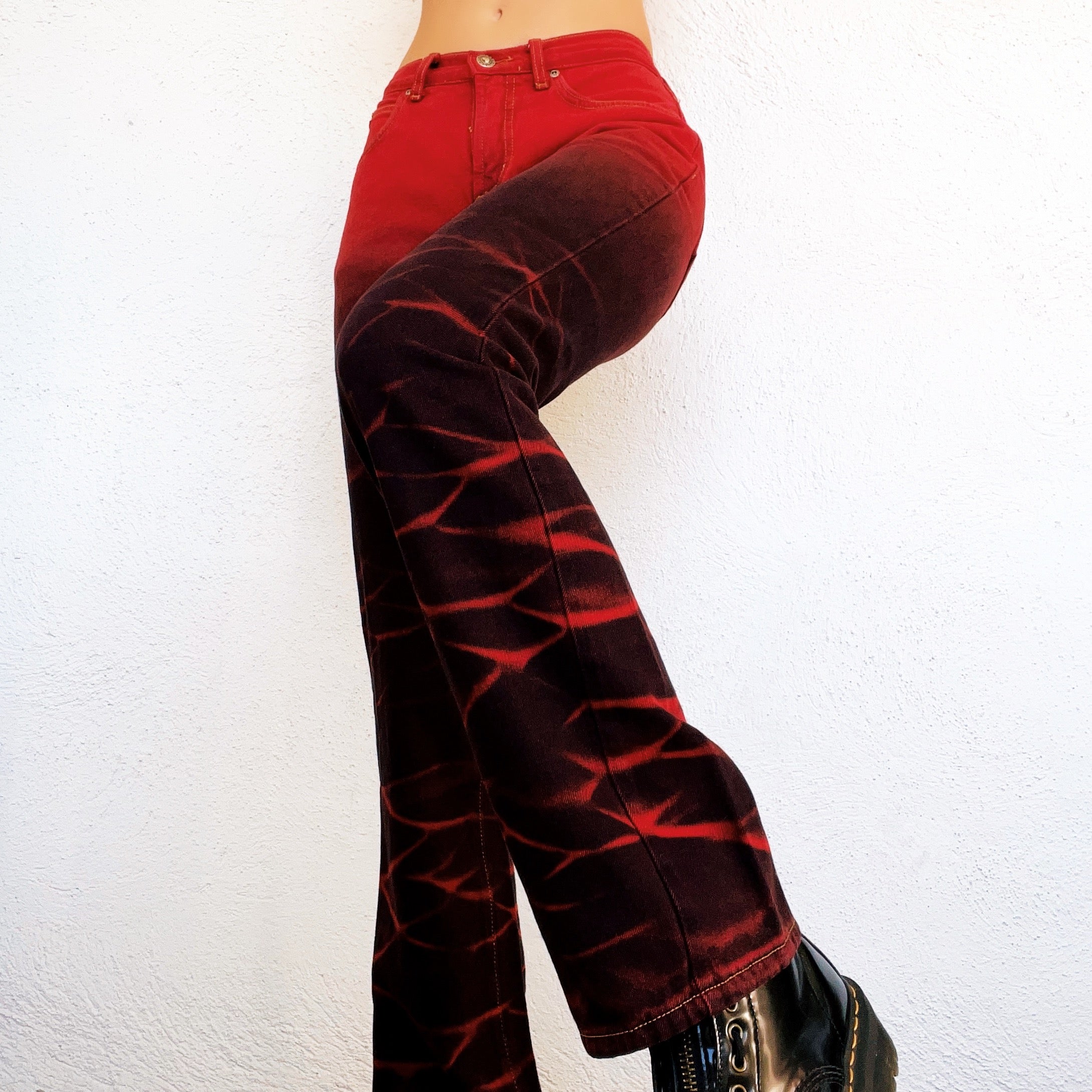 90s Red Ripple Jeans