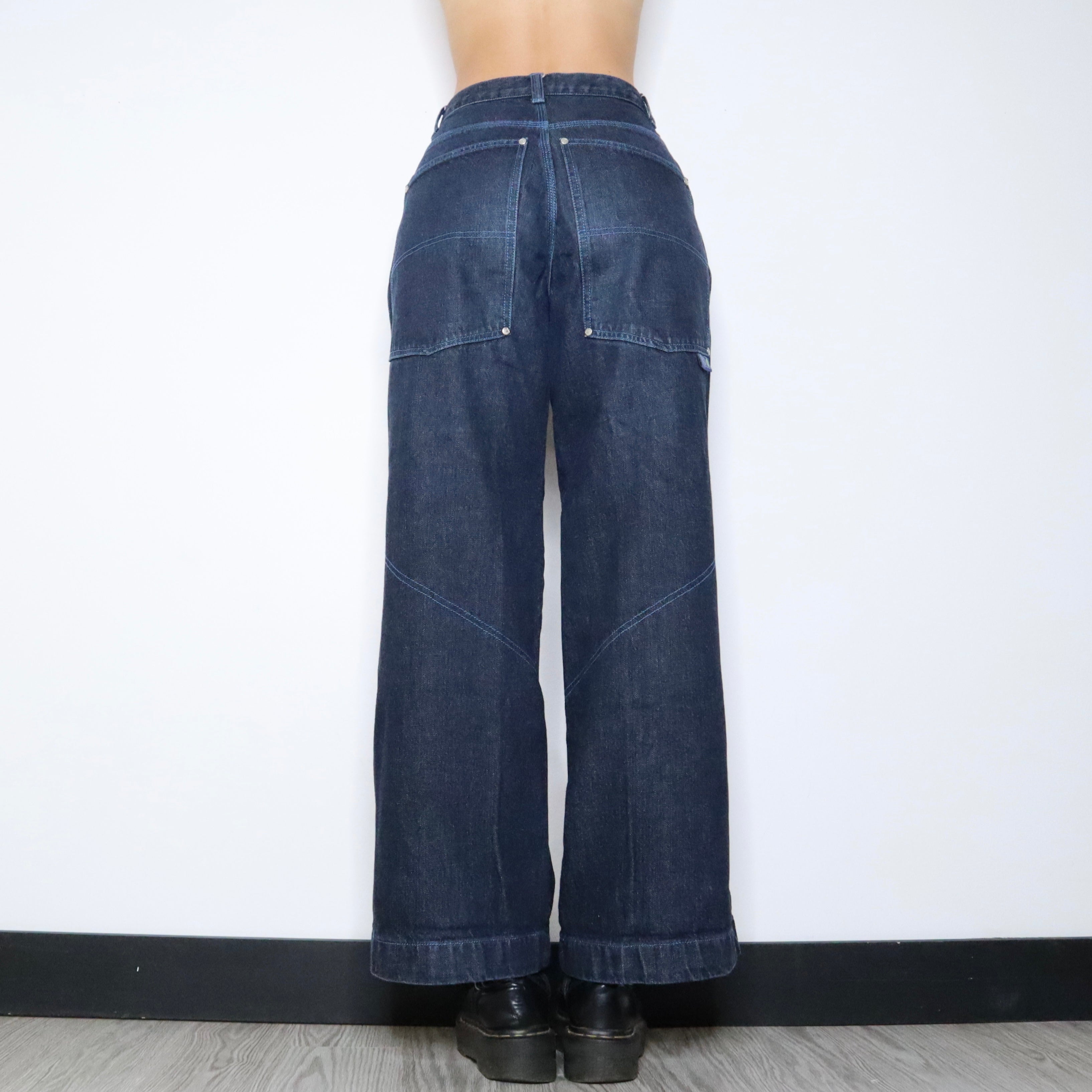 Vintage 90s Baggy Raver Wide Leg Jeans (Medium)