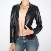 Italian Black Leather Blazer (Small)