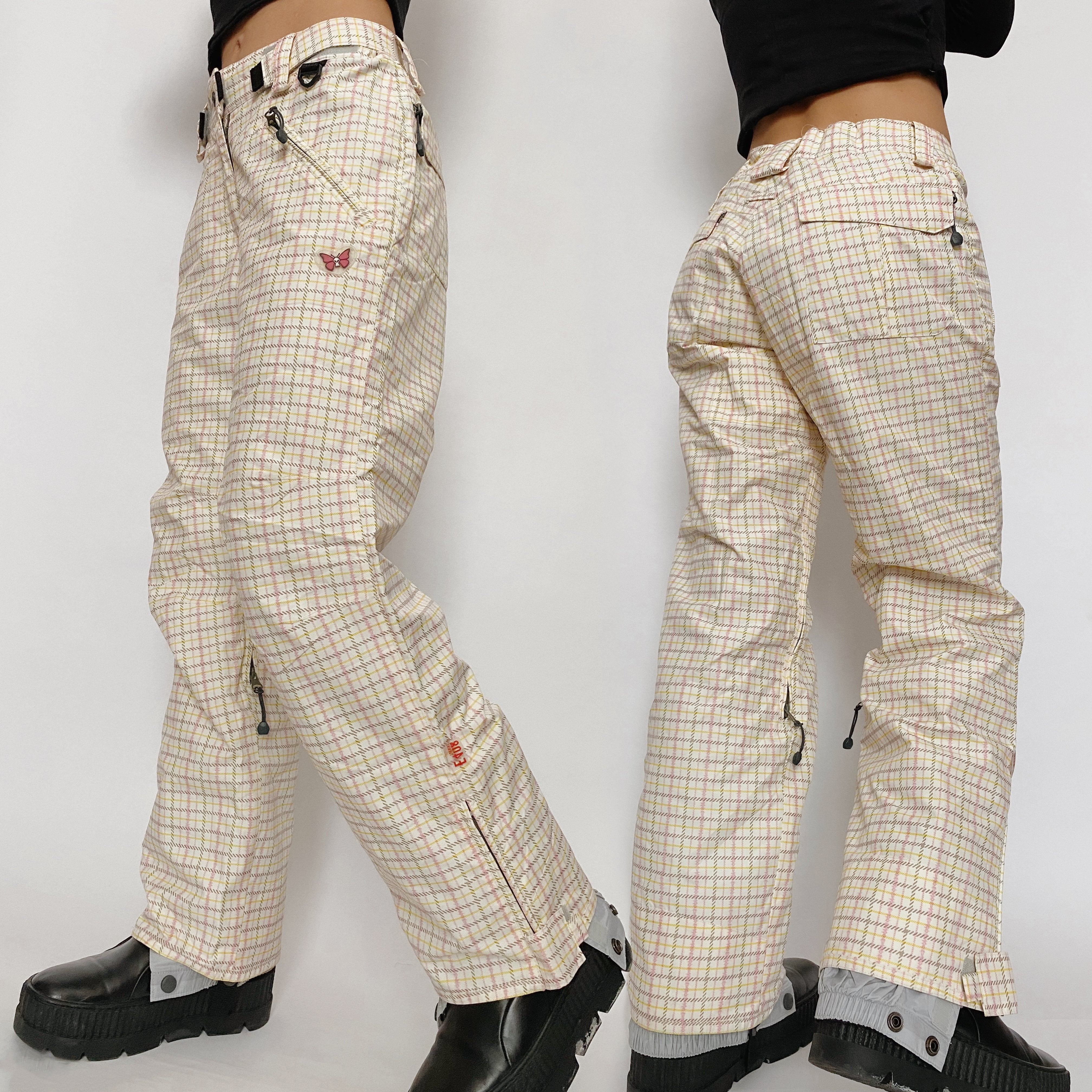 e480 butterfly plaid snow pants - extra small