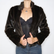 90s Brown Faux Fur Coat (XS)