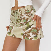 Lime Khaki Tropical Floral Skort