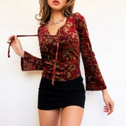 90s Velvety Floral Top