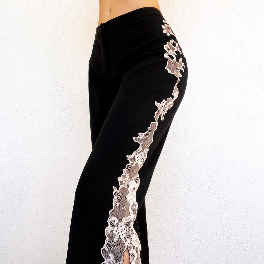 Black Lacy Flare Pants