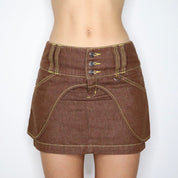 Vintage Y2K Brown Pinstripe Utility Skirt (Small)