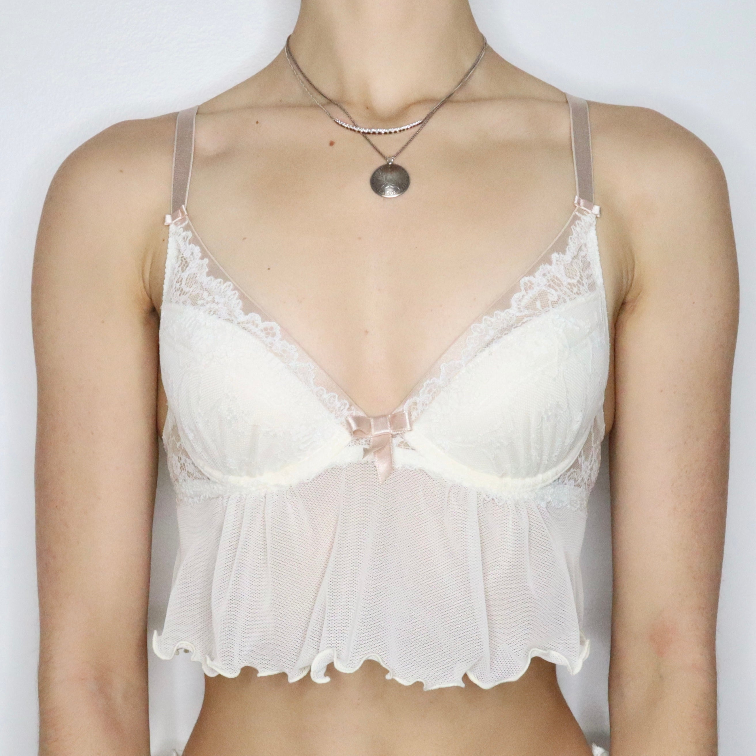 Y2K French White Lace Bustier (XS/S)