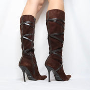 Y2K Brown Pointed Toe Boots (6.5)