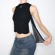 Black Silk Chiffon Blouse (XS)