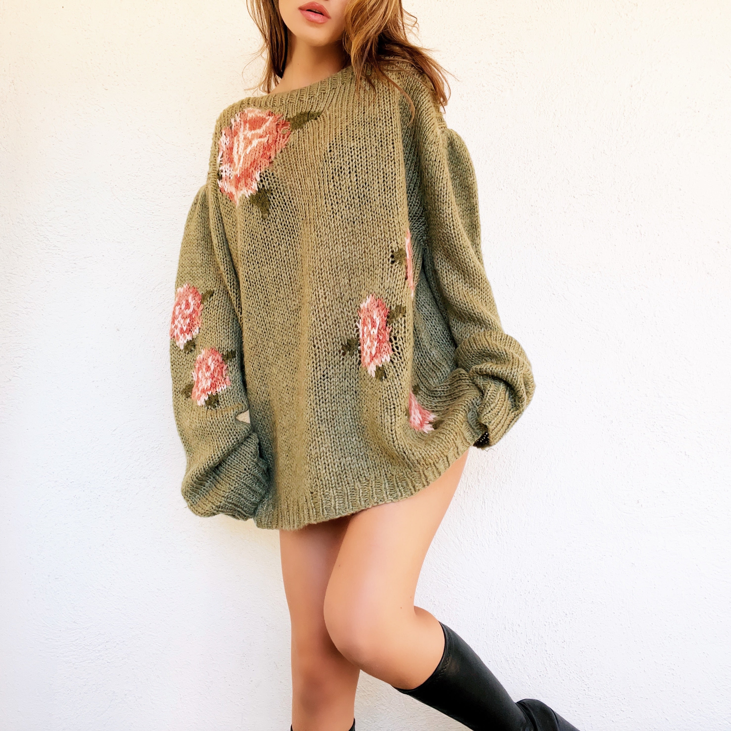 Handknit Rose Sweater