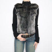 Y2K DKNY Gray Fur Zip Up Sweater (M/L)