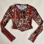Vintage 90s mixed print backless crop (S/M)