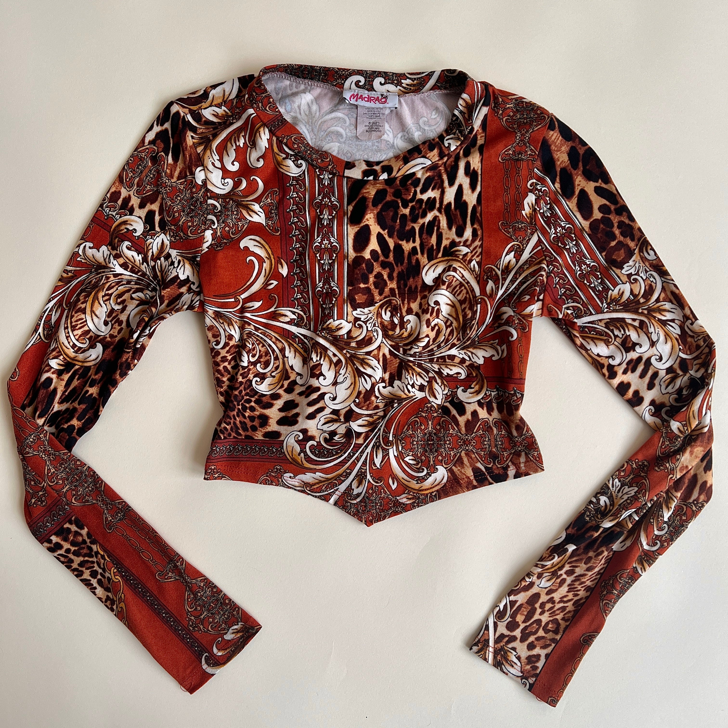Vintage 90s mixed print backless crop (S/M)