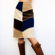 Vintage Patchwork Midi Skirt