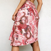 Pink Floral Knee Length Skirt
