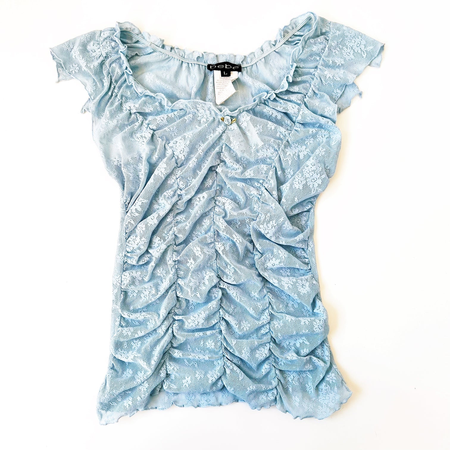 Blue Ruched Bebe Top