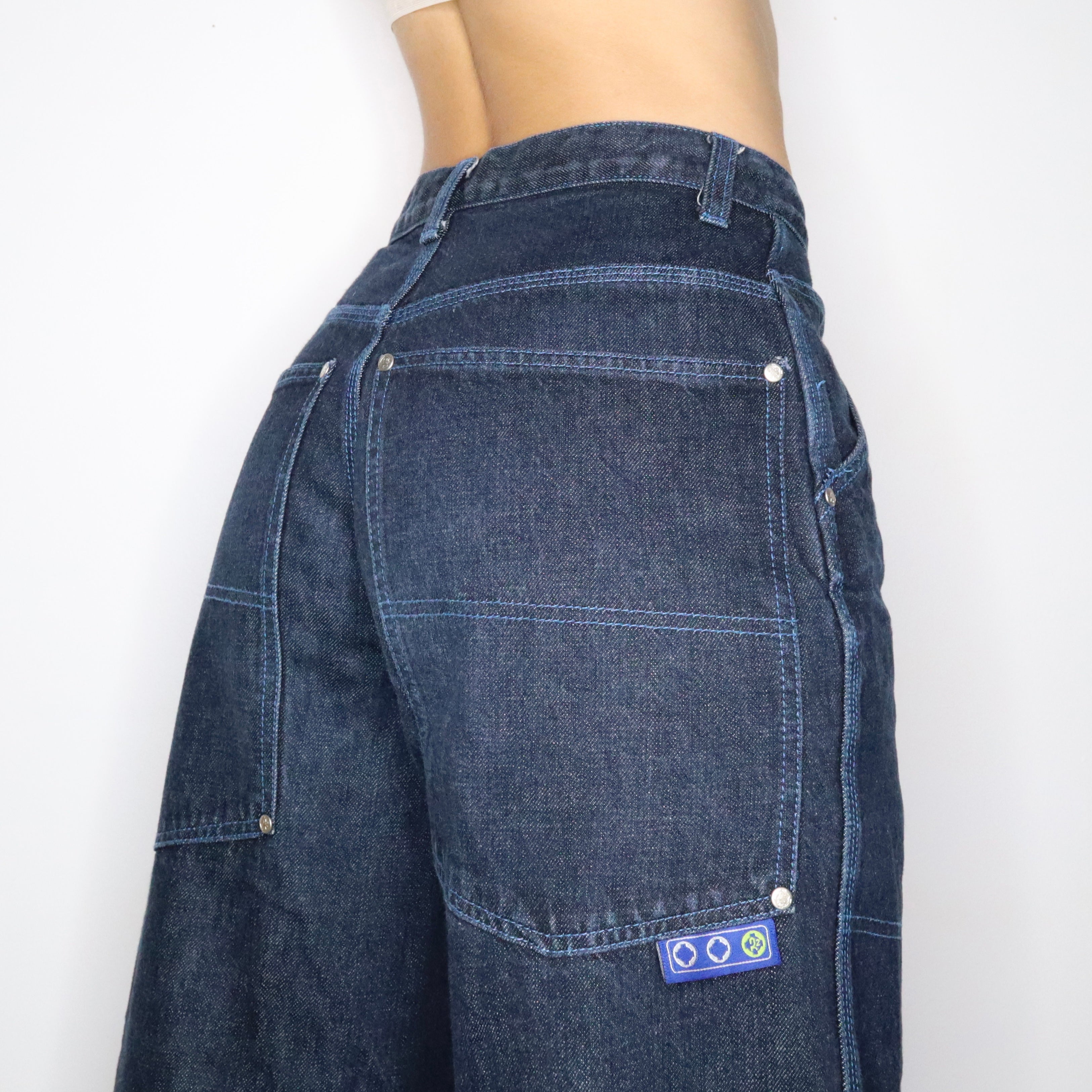 Vintage 90s Baggy Raver Wide Leg Jeans (Medium)