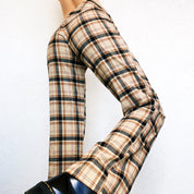 Tan & Black Plaid Flare Pants (M)