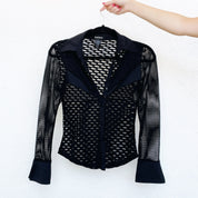 Black Bebe Fishnet Blouse
