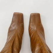 knee high croc effect leather boots - size 8