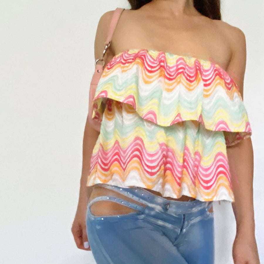 embroidered citrus tube top - small