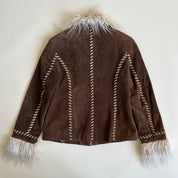 Vintage 90s suede & faux fur trim jacket - M
