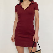 ribbed knit polo dress - medium