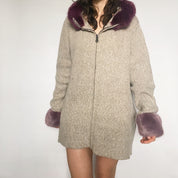 purple faux fur zip - large