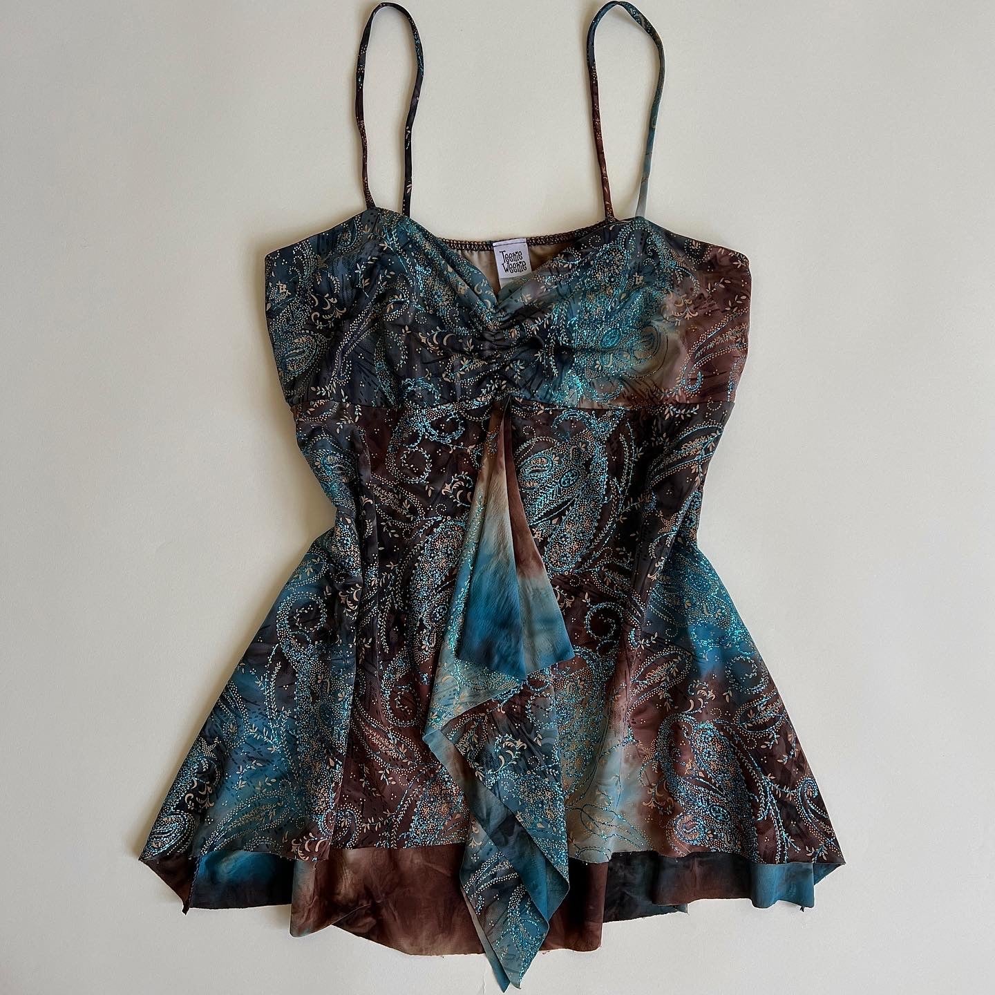 y2k tie dye glitter babydoll cami - L