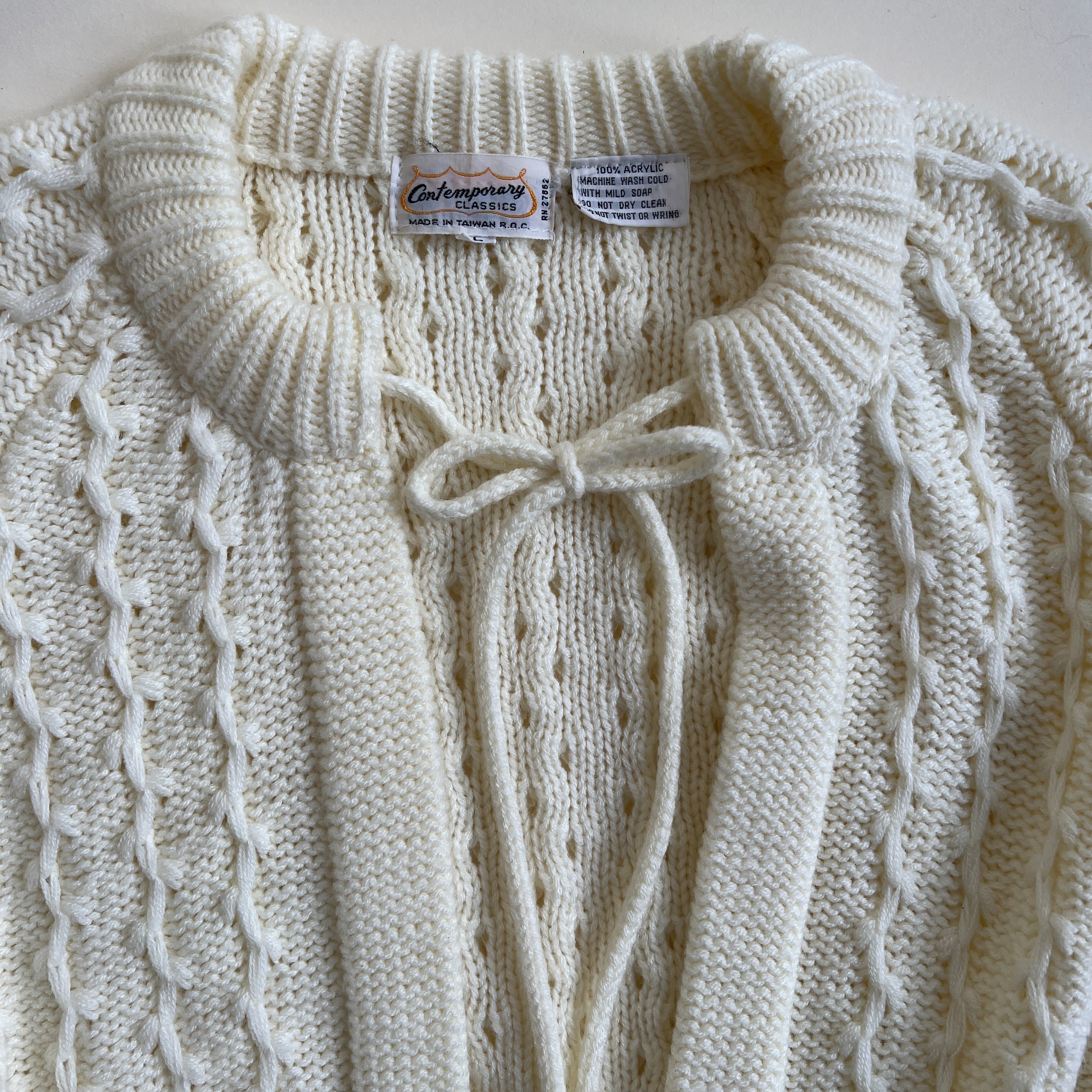 Vintage cream open tie cardigan