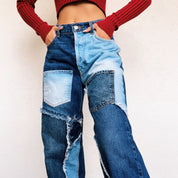Distressed Patchwork Jeans