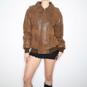 90s Oversized Brown Suede Bomber Jacket (L/XL)
