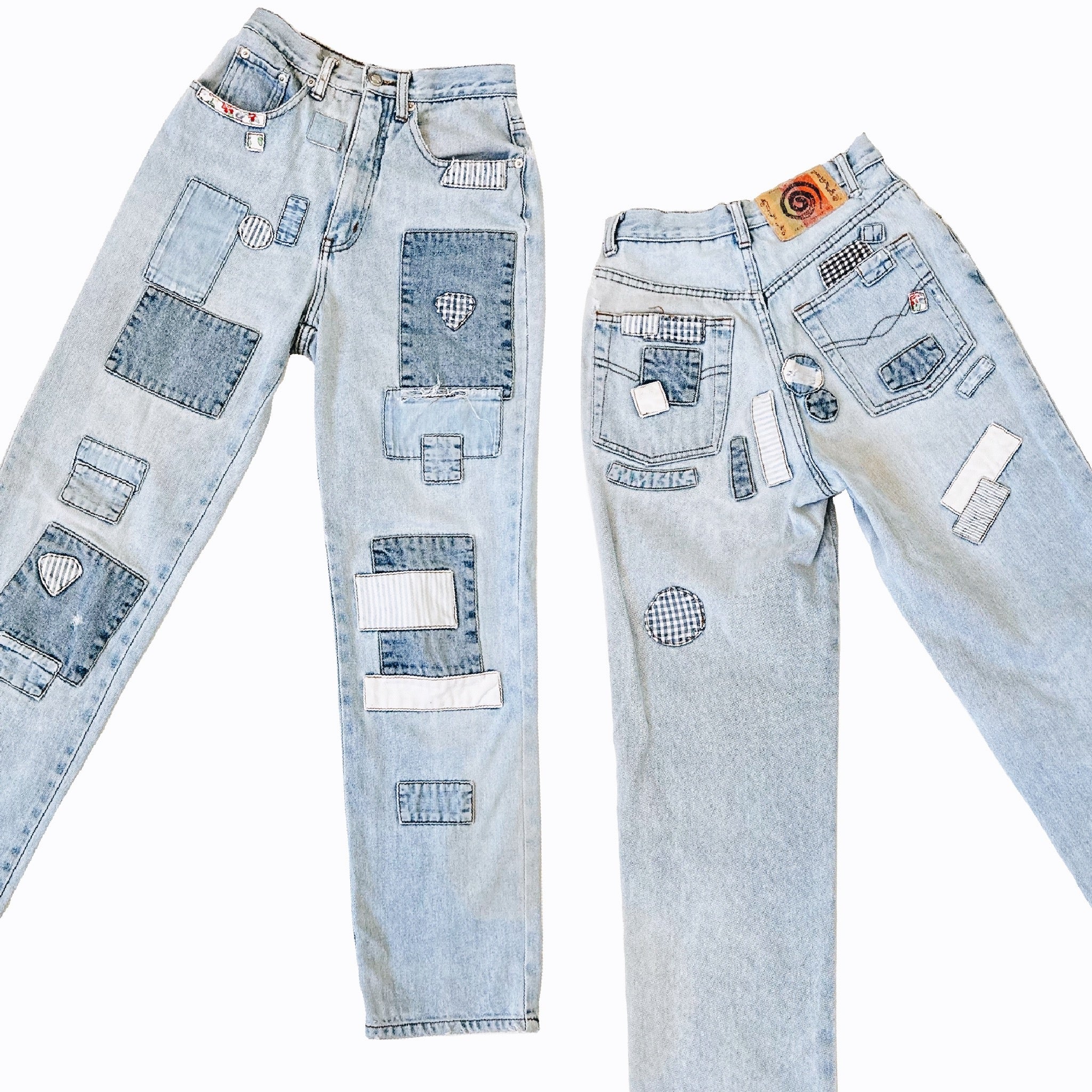 Vintage Distressed Patchwork Jeans (S)