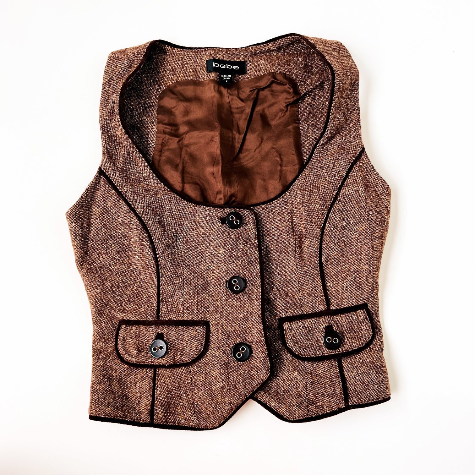 Brown Tweed Bebe Vest
