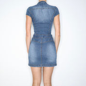 Zip Up Denim Mini Dress (Small)