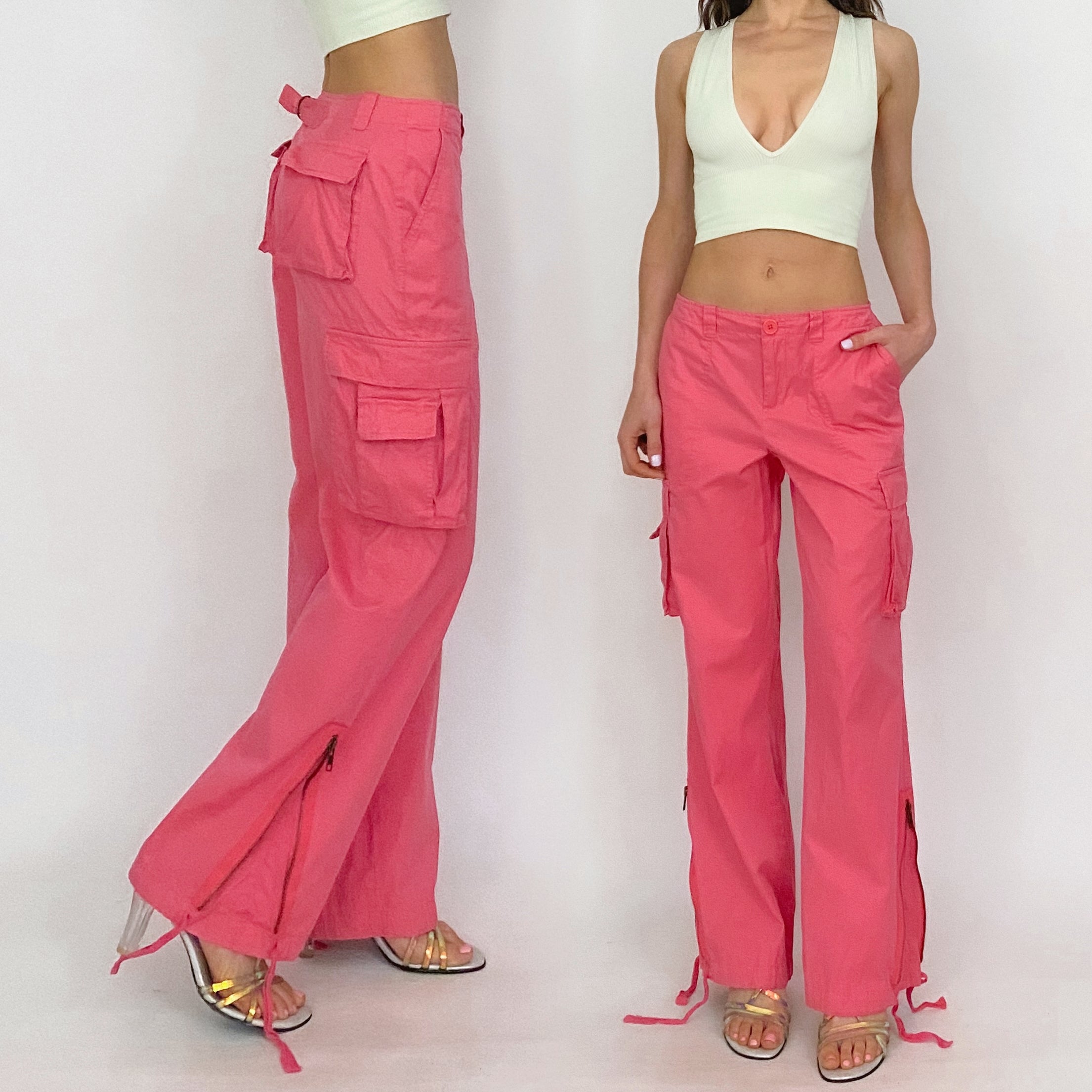 pink zipper cargos - size 4p