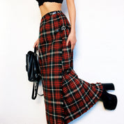 Vintage Plaid Maxi Wrap Skirt
