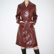 70s Burgundy Leather Trench Coat (M/L)