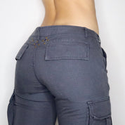 Vintage Y2K Navy Low Rise Cargo Pants (Small)