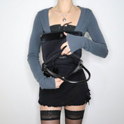 90s Black Faux Leather Shoulder Bag