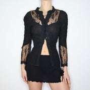 90s Pleated Chiffon Blouse (S/M)