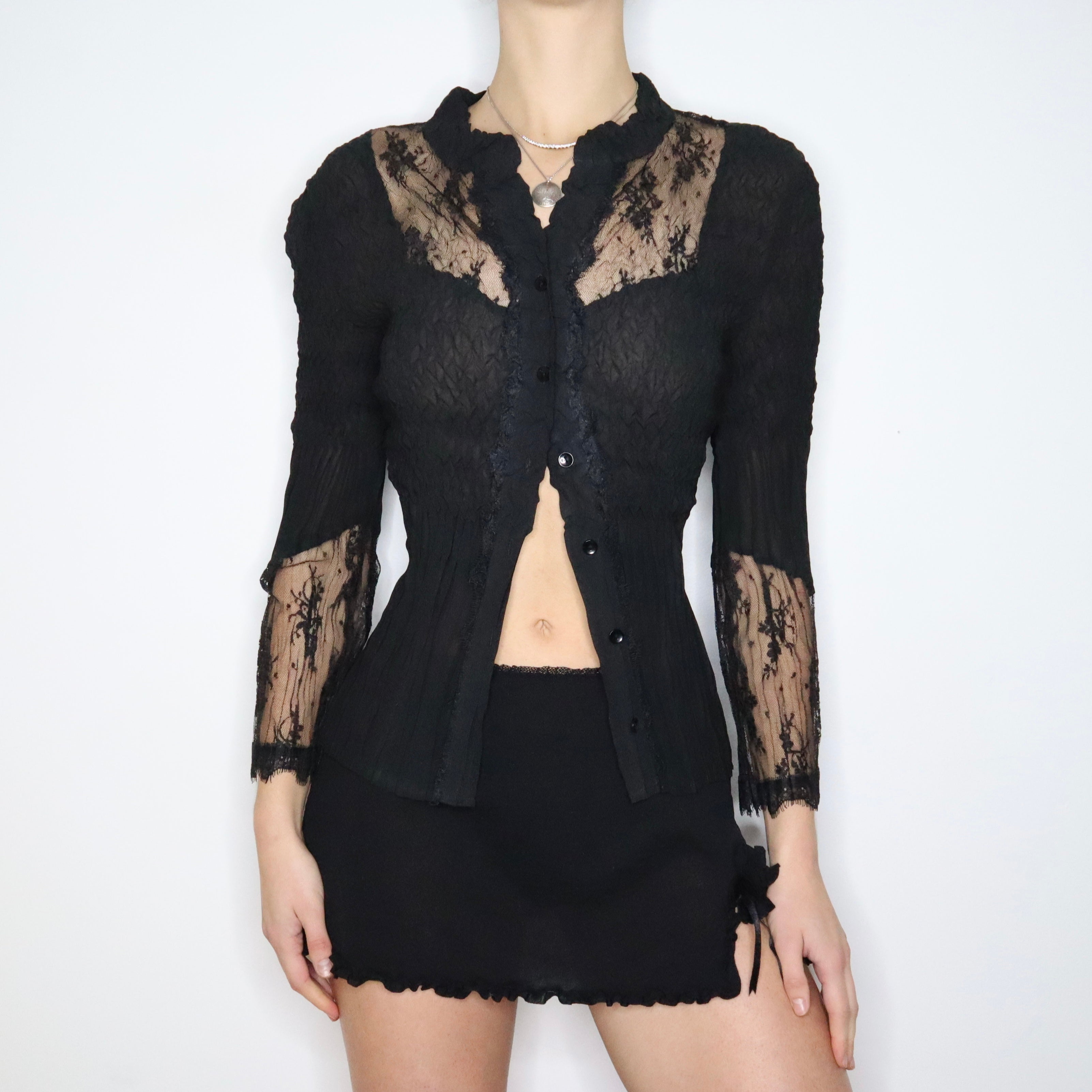 90s Pleated Chiffon Blouse (S/M)
