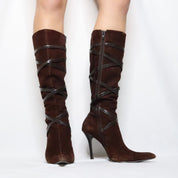 Y2K Brown Pointed Toe Boots (6.5)