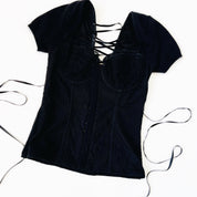 Black Angora Corset Top